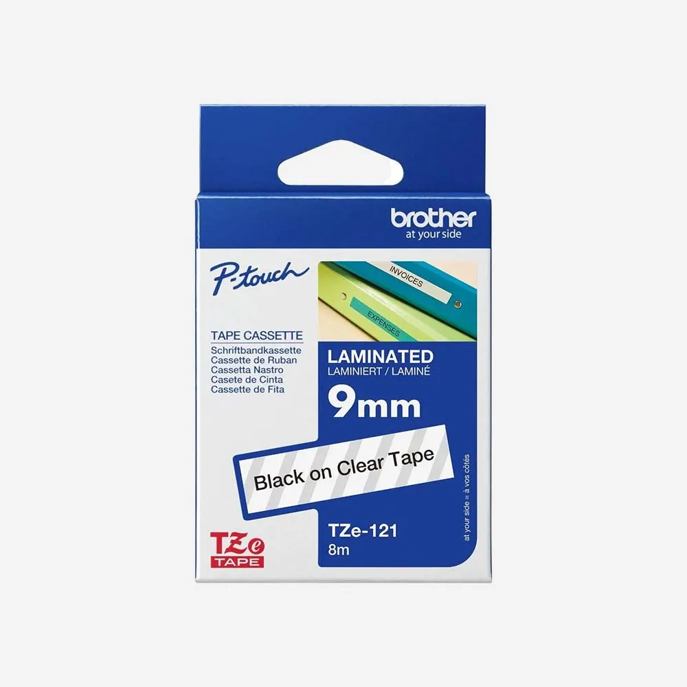 Ribbon Brother TZe-121 Tape 9mm Black On Clear Org