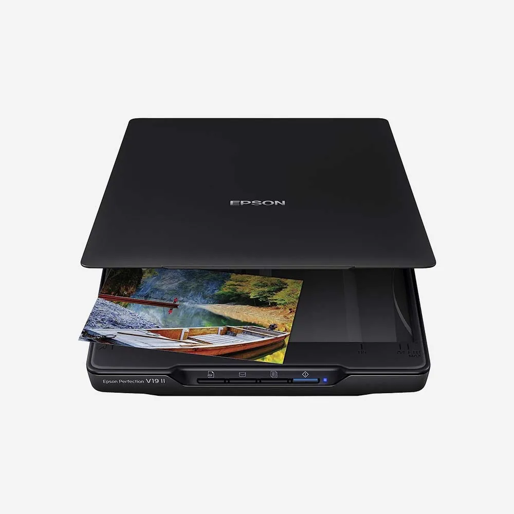 Epson Perfection V19 High-Resolution Flatbed Scanner – Compact USB Photo and Document Scanner for Home & Office
