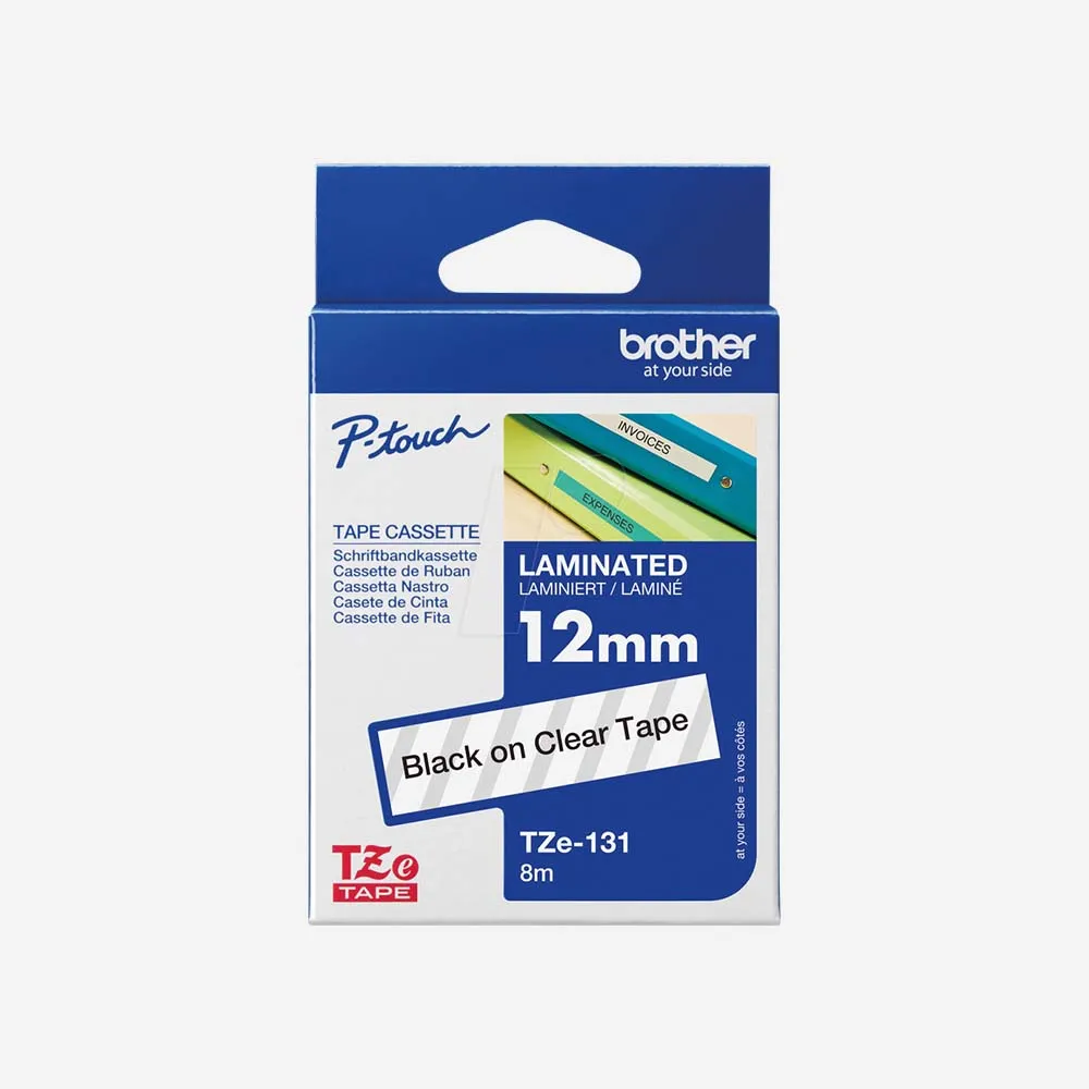Ribbon Brother TZe-131 Tape 12mm Black On Clear Org